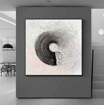 Impasto redondo círculo negro de Palette Knife wall art minimalismo Pinturas al óleo
